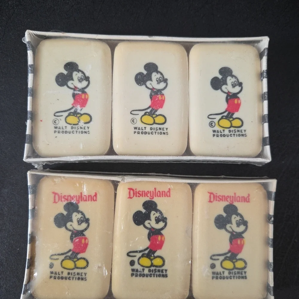 2- Vtg mickey mouse 3 pack soap from Disneyland (6 Bars Total) Sealed New Rare